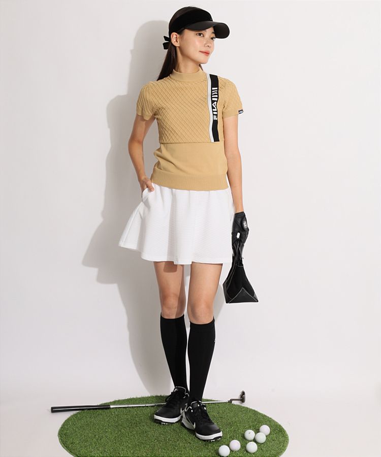 新品■22,330円【フィラゴルフ】レディース　半袖セーター 、スカート L 楽天市場】レディース ダンボールニットスカート ミドル丈 膝丈