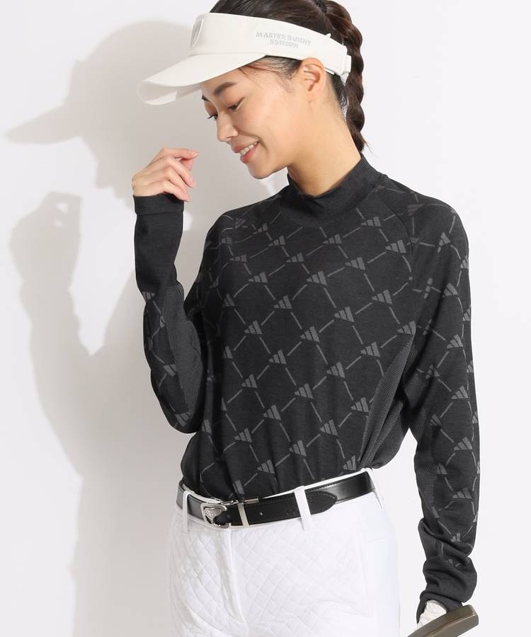 AG モノグラム切替モックネックニット