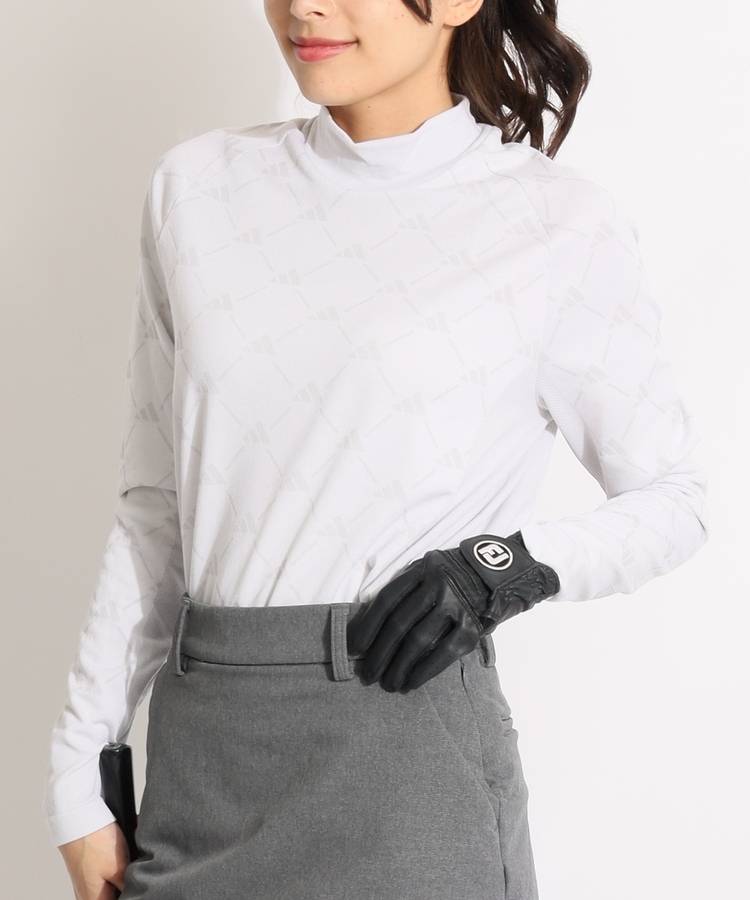 AG モノグラム切替モックネックニット