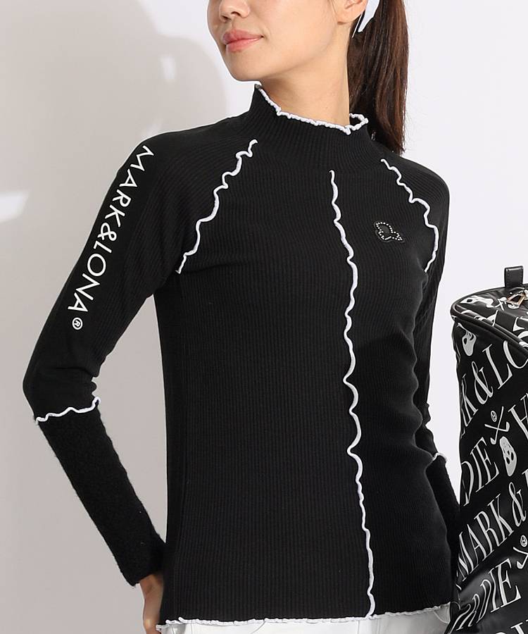 ML 【1/12までタイムセール】ウェーブパイピング異素材ミックスリブニット