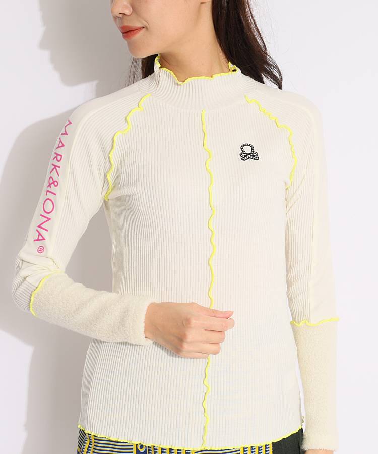 ML 【1/12までタイムセール】ウェーブパイピング異素材ミックスリブニット