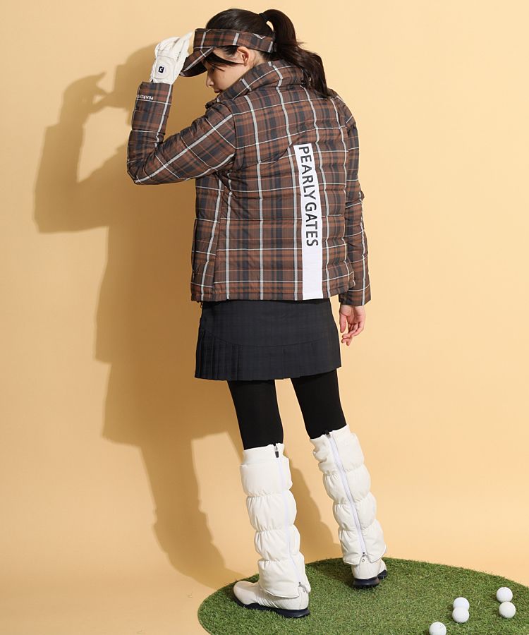 パーリーゲイツ PG フロントロゴチェック柄サンバイザー レディース