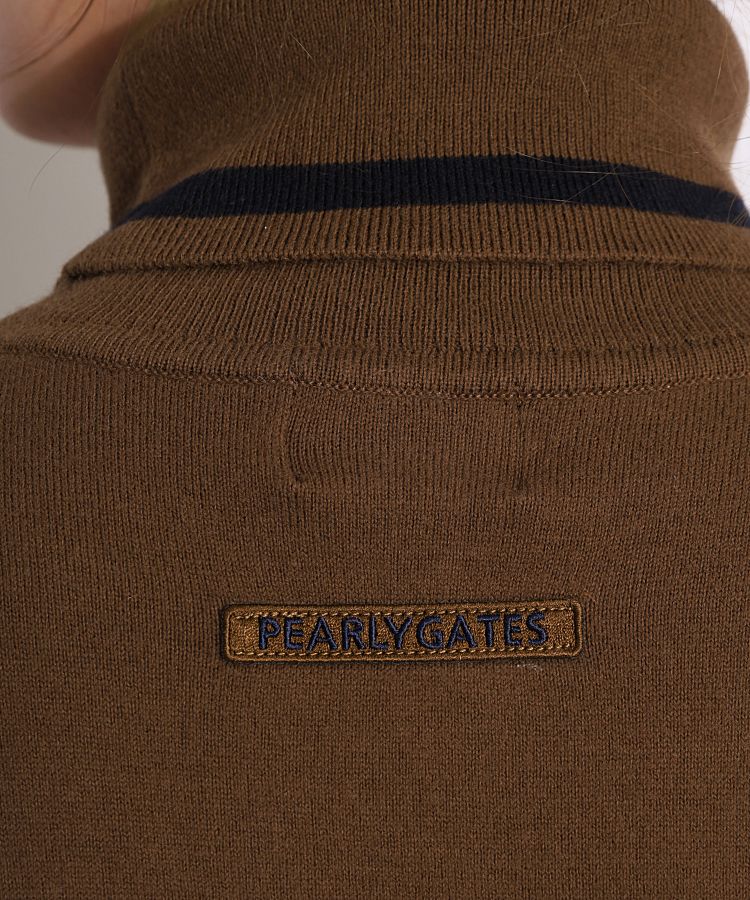 未使用級✨ パーリーゲイツ カシミヤタッチコットンタートルネックニット L 5 パーリーゲイツ PG 【SUSTAIN】カシミヤタッチロゴ切替