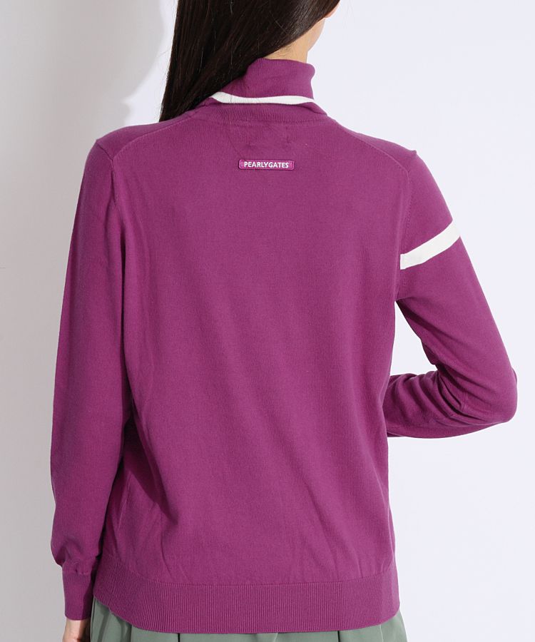 パーリーゲイツ ゴルフ カシミヤタッチ タートルネック 長袖 ニット ウェア 0 12G部分ジャガードカシミヤタッチコットンハイネックニットプル