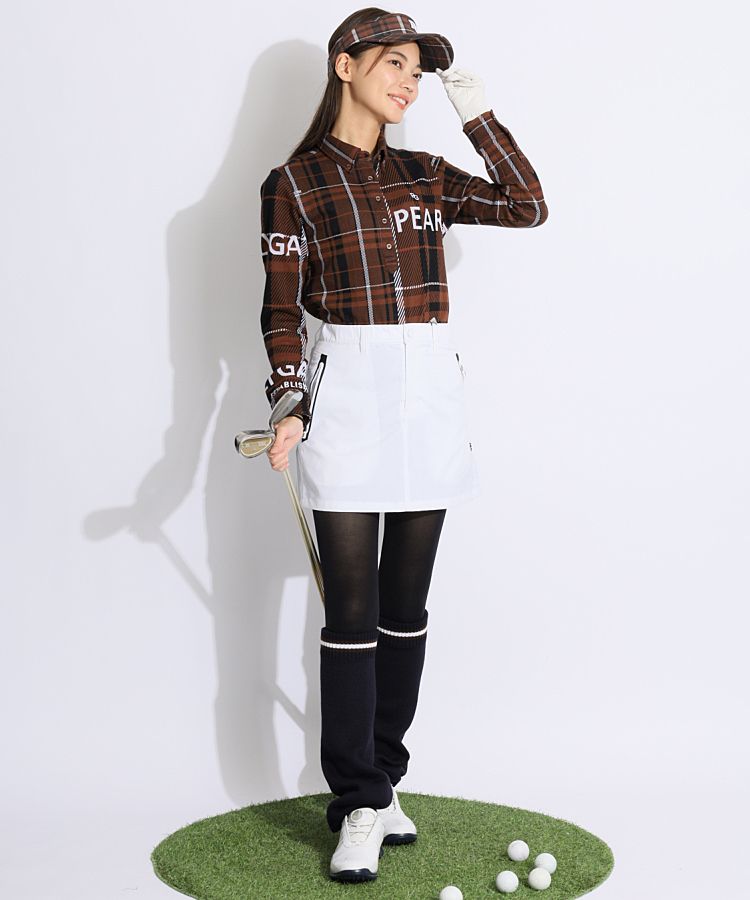 最新作 パーリーゲイツ スカート プリーツ ショート 赤 ゴルフウェア パーリーゲイツ PG 【ストレッチ】チェックドビーショートパンツ