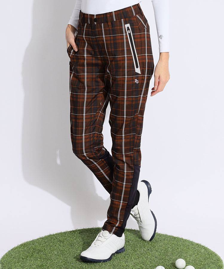 PG 【1/12までタイムセール】【蓄熱保温】チェック柄タフタテーパードパンツ