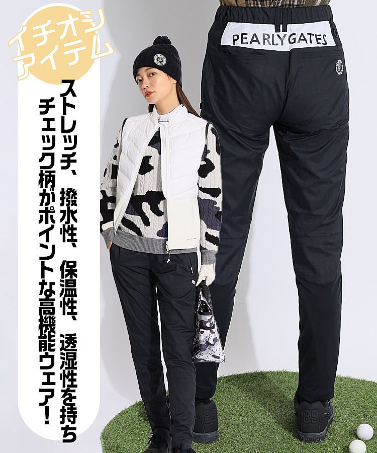 【パーリーゲイツ】 パンツ レディース ドット柄 グレンチェック 黒 (2) L f5c5bae375e2be80275a971ddf8f3c