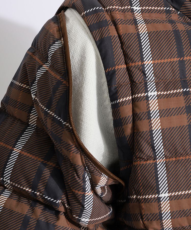 パーリーゲイツ PG 【軽量保温】収納袋付きチェック柄2WAYダウン