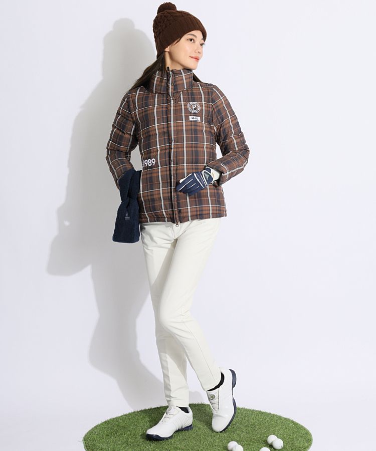 パーリーゲイツ PG 【軽量保温】収納袋付きチェック柄2WAYダウン