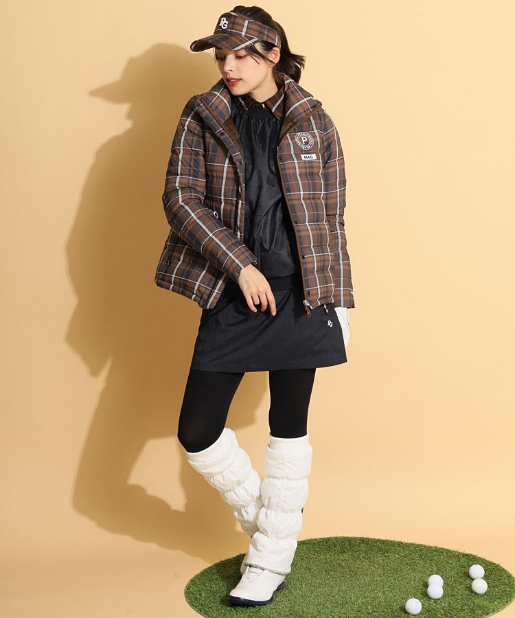 パーリーゲイツ 2WAYダウンジャケット レディース サイズ0 チェック柄