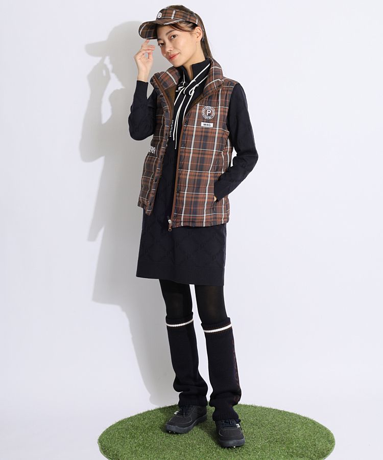 パーリーゲイツ PG 【軽量保温】収納袋付きチェック柄2WAYダウン