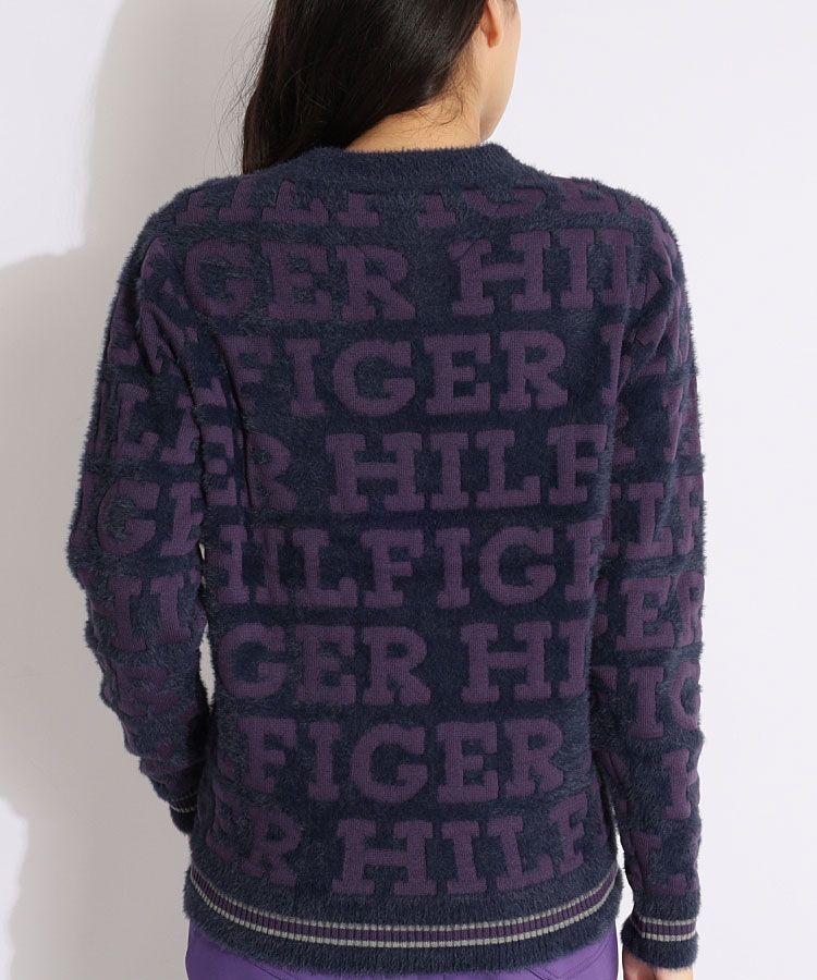 【トミーヒルフィガー】人気シャギーニット×ロゴ総柄 長袖ゴルフニットセーターXL トミーヒルフィガー】人気シャギーニット×ロゴ総柄 長袖ゴルフ