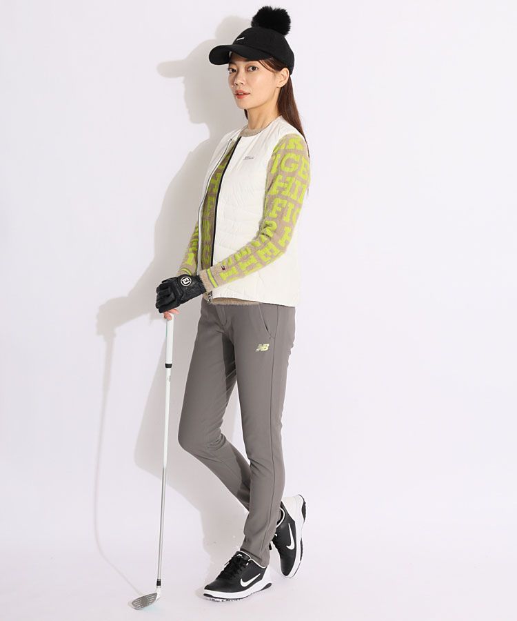 【トミーヒルフィガー】人気シャギーニット×ロゴ総柄 長袖ゴルフニットセーターXL トミーヒルフィガーゴルフ TH 総ロゴボトルネックシャギーニット