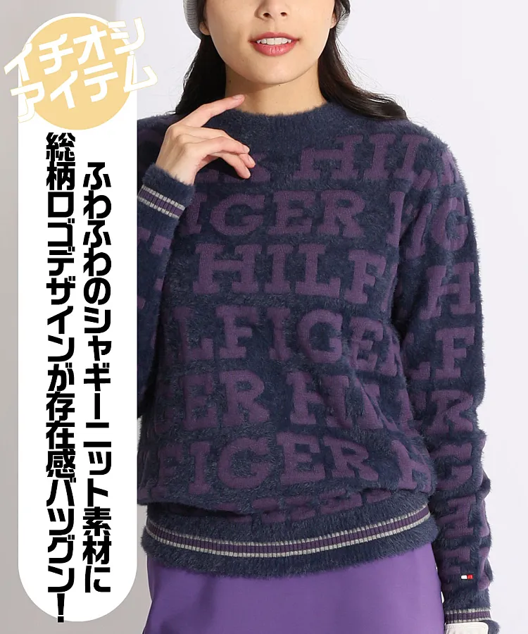 トミーヒルフィガーゴルフ TH フラッグ刺繍クルーネックセーター