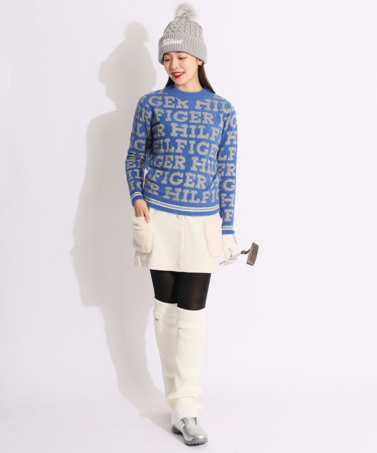 【トミーヒルフィガー】人気シャギーニット×ロゴ総柄 長袖ゴルフニットセーターXL トミーヒルフィガー】人気シャギーニット×ロゴ総柄 長袖ゴルフ