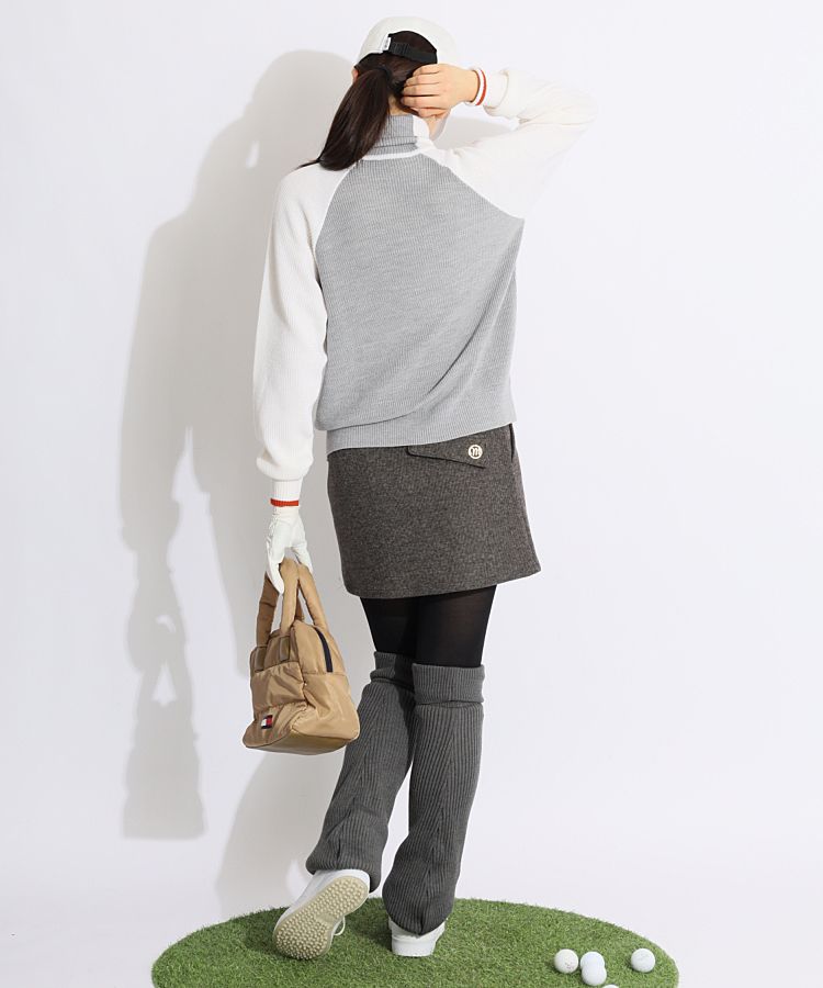 【極美品】マンシングウェア アーガイル ラグランタートルネック ニット Mサイズ マンシングウェア MW 【手洗い可能】アーガイル柄ラグラン