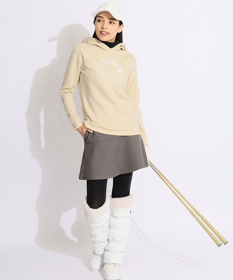ホワイト レッグウォーマー レディース ゴルフウェア ジャックバニー 新品 ジャックバニー JB ファー切替ロゴワッペン中綿レッグウォーマー