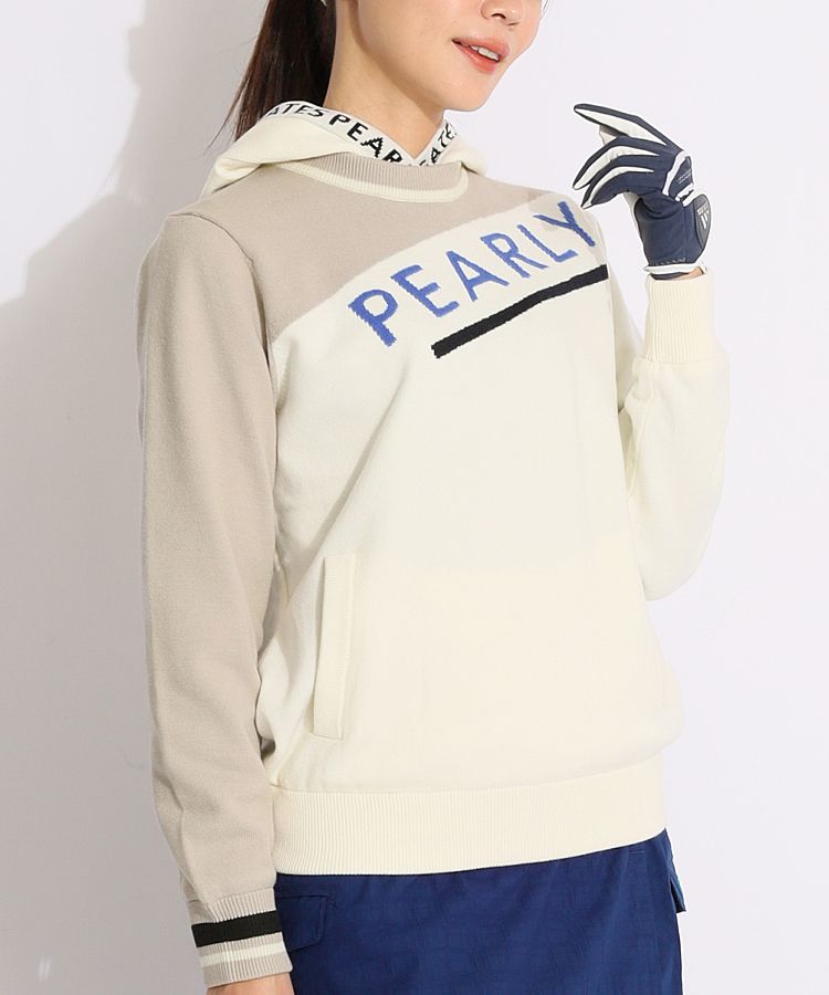 PEARLY GATES フード付きセーター サイズ2 新品 パーリーゲイツ カシミアタッチ ボーダータートルネック