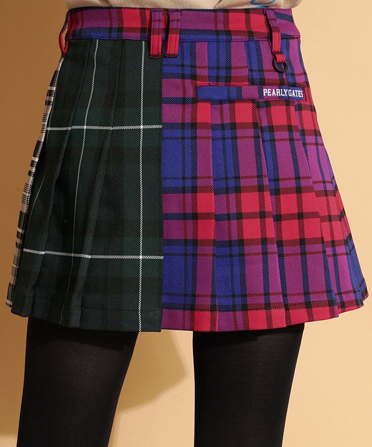パーリーゲイツ PG マルチチェック柄プリーツスカート