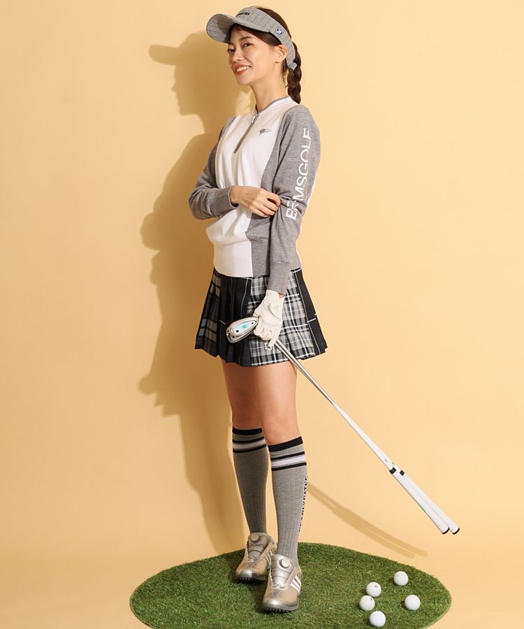 【美品】パーリーゲイツ　ゴルフウェア　プリーツスカート　チェック　綿混　カワイイ 美品】パーリーゲイツ ゴルフウェア プリーツスカート チェック