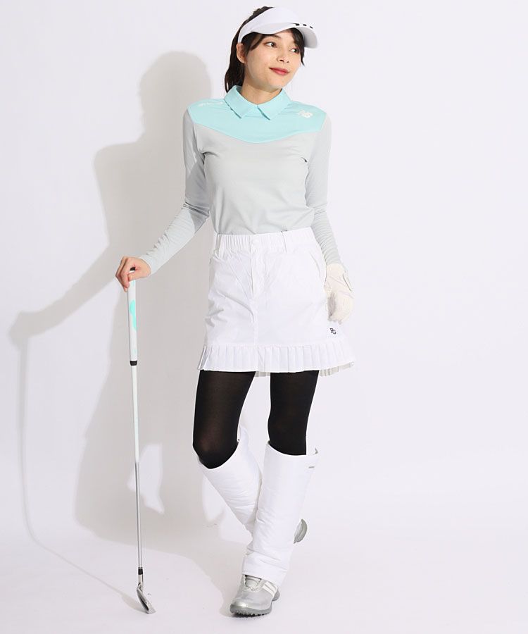 パーリーゲイツ 【軽量保温】バックロゴプリーツ切替タフタスカート