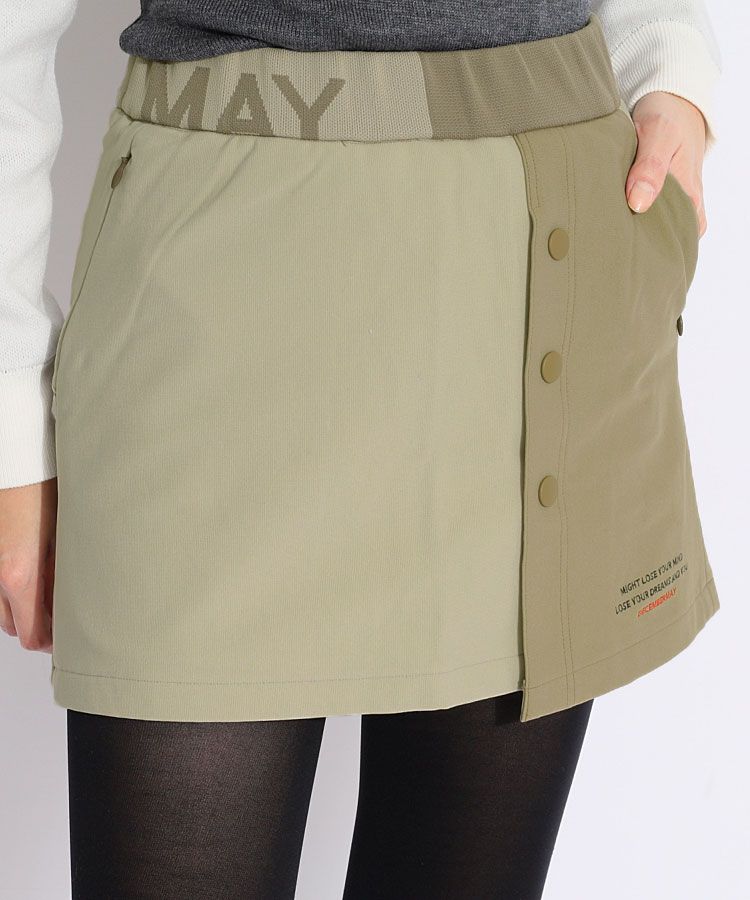 ディッセンバーメイ DM 一体型ペチパンツ付フロントボタン配色スカート