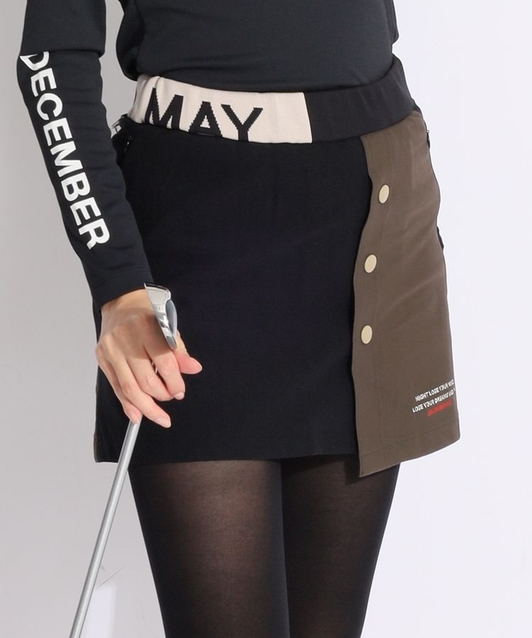 ディッセンバーメイ DM 一体型ペチパンツ付フロントボタン配色スカート