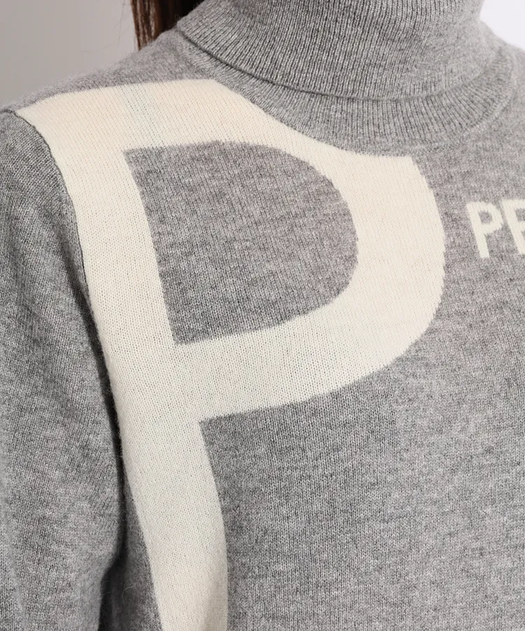パーリーゲイツ PG ジャガードロゴカシミヤタートルネックニット