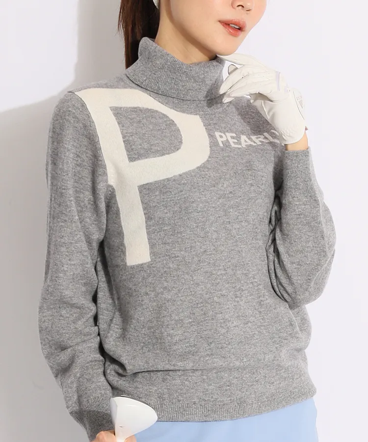 パーリーゲイツ PG ジャガードロゴカシミヤタートルネックニット