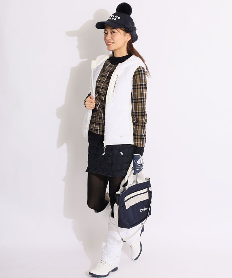 新作 パーリーゲイツ スカート 中綿 ダウン ショート ゴルフウェア パーリーゲイツ PG 【発熱保温】裾フリル中綿スカート