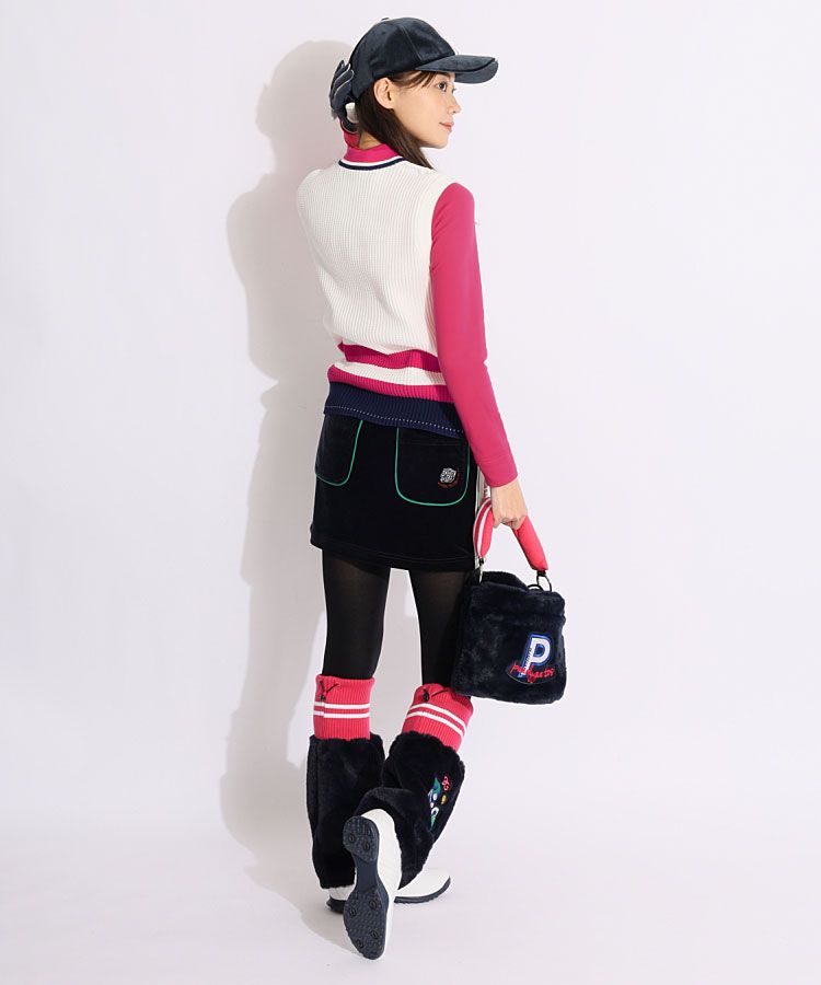 ディッセンバーメイ DM サイドロゴライン配色ベロアスカート