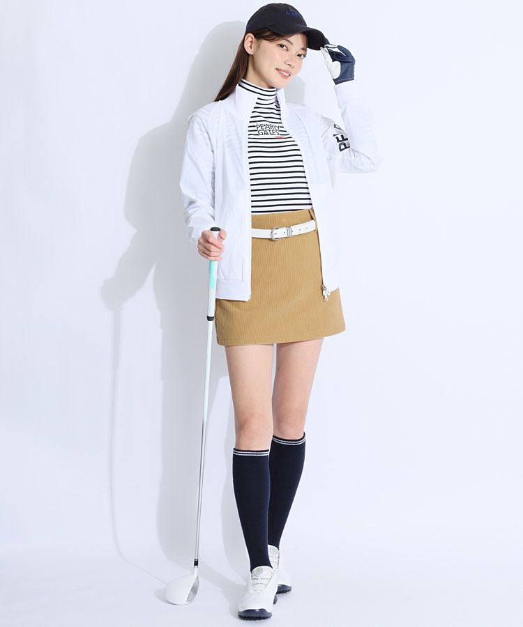 パーリーゲイツ PG 配色ボーダーモックネック長袖カットソー