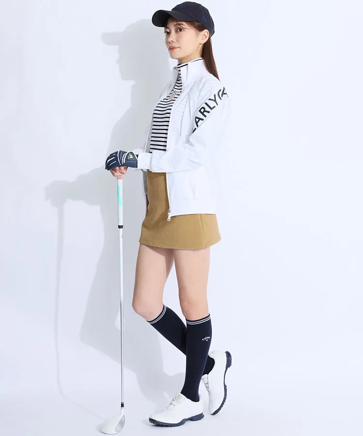 パーリーゲイツ PG 配色ボーダーモックネック長袖カットソー