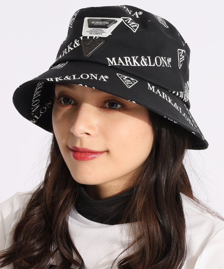 MARK&LONA CDEロゴパターンプリント バケットハット (ブラック) マーク＆ロナ CD [CODE]ロゴ総柄バケットハット レディース