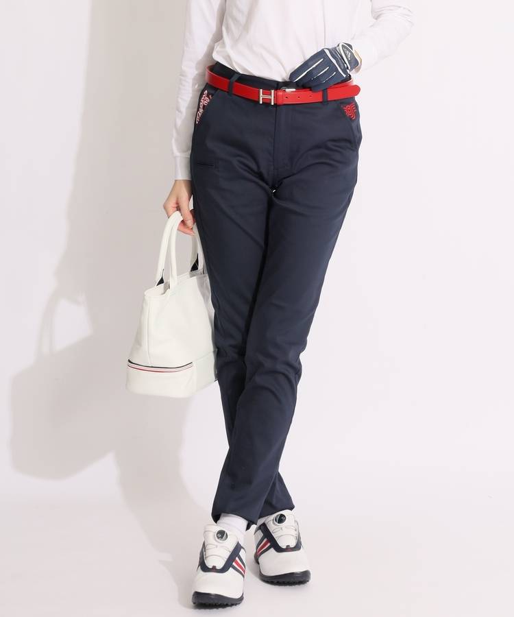 BE 【ストレッチ】ポケットロゴツイルロングパンツ