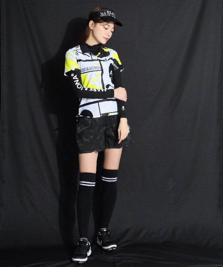 マーク＆ロナ ML スカルプリント半袖メッシュポロシャツ