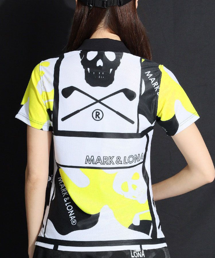 マーク＆ロナ ML スカルプリント半袖メッシュポロシャツ