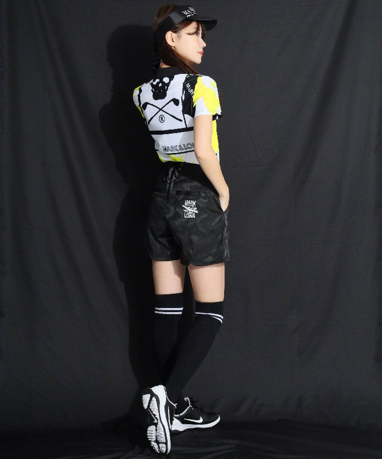 マーク＆ロナ ML スカルプリント半袖メッシュポロシャツ