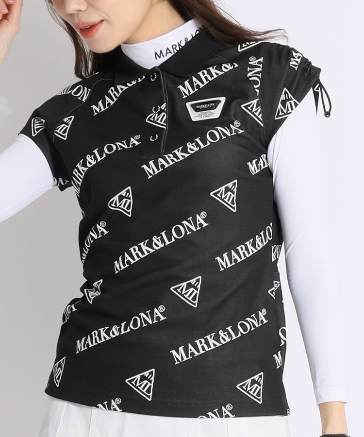 ★美品★MARK&LONA　CODE　スリーブドロストバイアスロゴ半袖ポロシャツ マーク＆ロナ CD [CODE]スリーブドロストバイアスロゴ半袖ポロシャツ