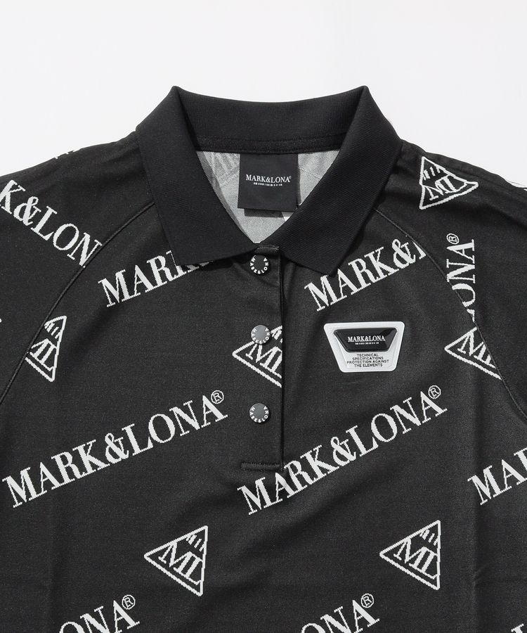 ★美品★MARK&LONA　CODE　スリーブドロストバイアスロゴ半袖ポロシャツ マーク＆ロナ CD [CODE]スリーブドロストバイアスロゴ半袖