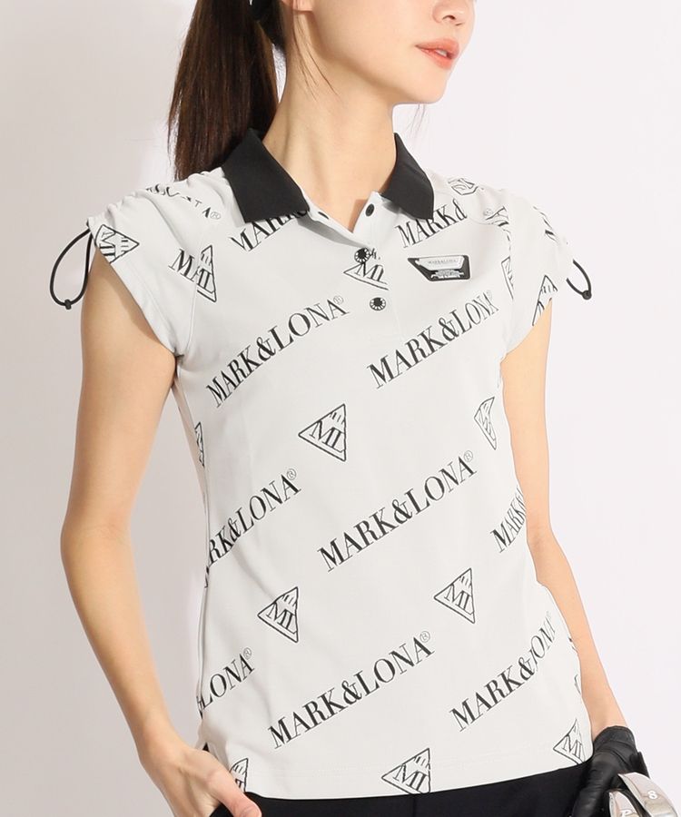 ★美品★MARK&LONA　CODE　スリーブドロストバイアスロゴ半袖ポロシャツ マーク＆ロナ CD [CODE]スリーブドロストバイアスロゴ半袖