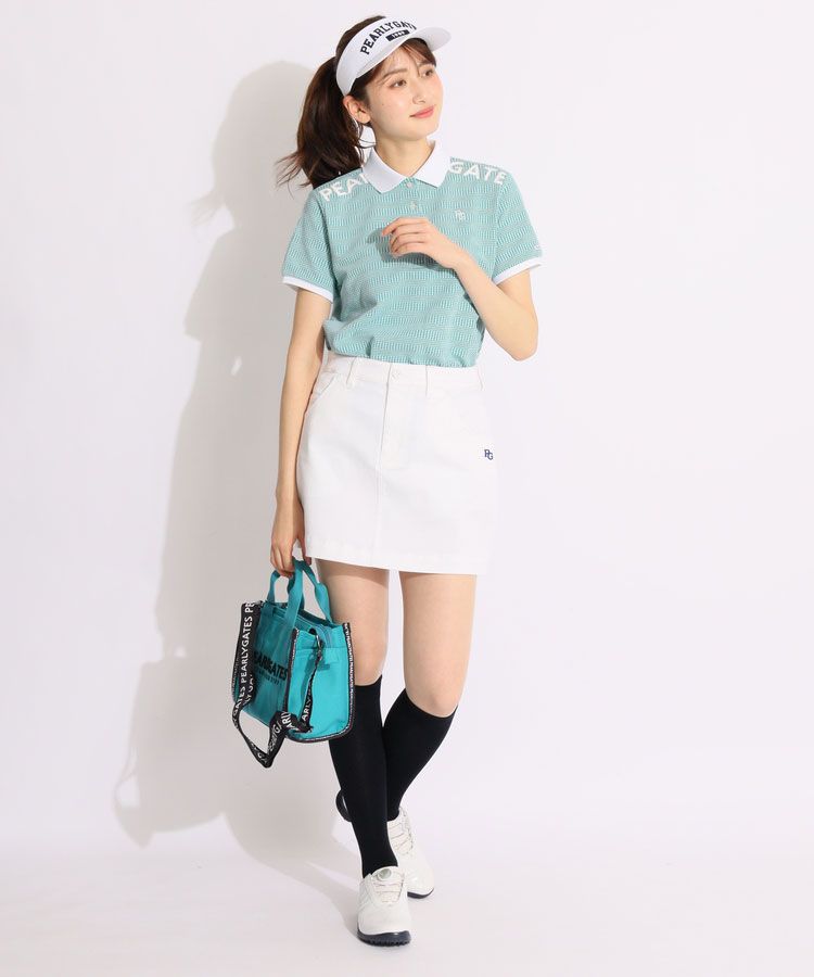 PEARLY GATES - パーリーゲイツ ポロシャツ×スカート×ハイソックス　3点セット パーリーゲイツ PG エンブレムロゴニーハイソックス レディース
