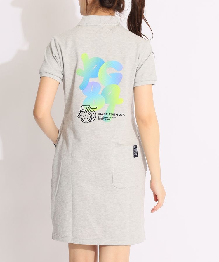 近年モデル♡美品✨パーリーゲイツ　ワンピース　ロゴ　バックプリーツ　0/S パーリーゲイツ PG バックロゴフーディニットワンピース