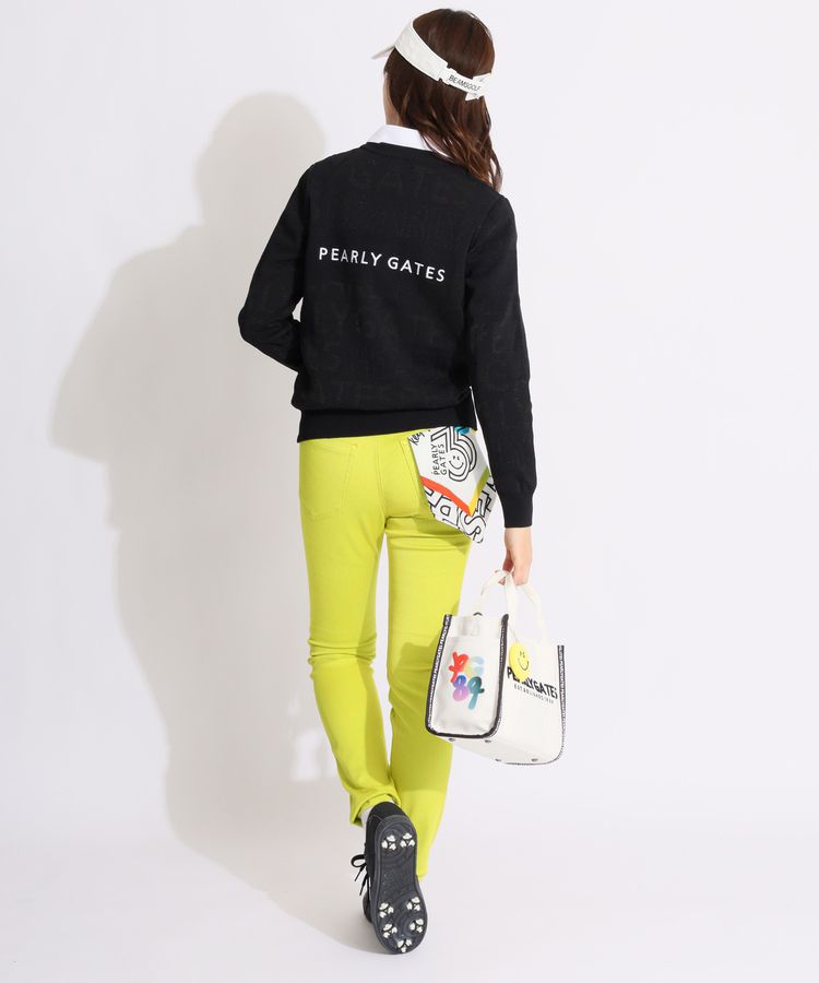 パーリーゲイツ PG 総ロゴメッシュ切替クルーネックニット