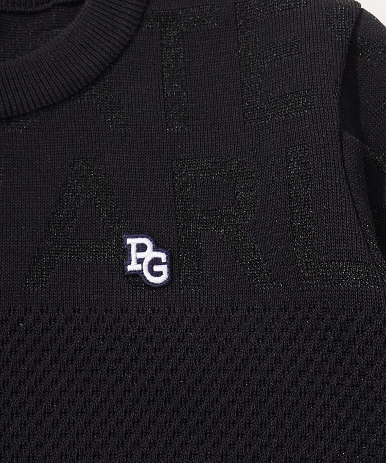 パーリーゲイツ PG 総ロゴメッシュ切替クルーネックニット レディース