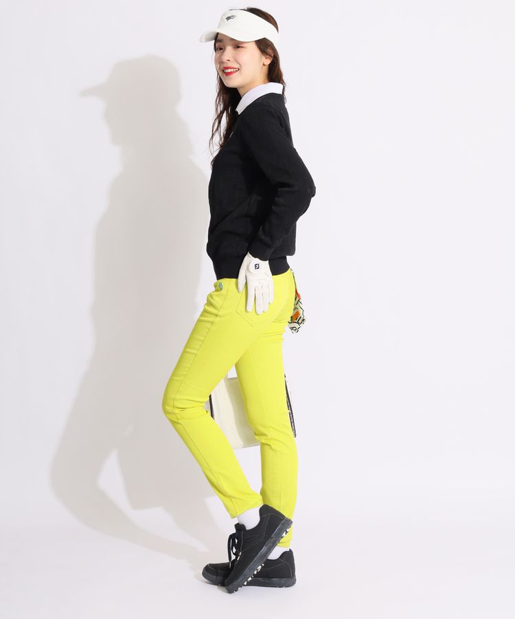 パーリーゲイツ PG 総ロゴメッシュ切替クルーネックニット レディース