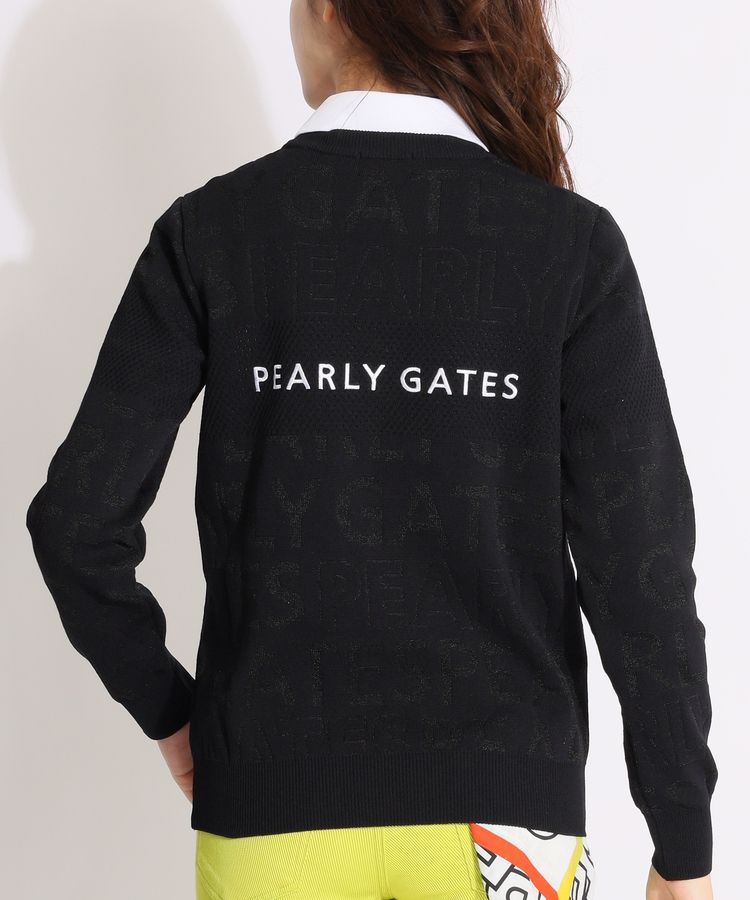 パーリーゲイツ PG 総ロゴメッシュ切替クルーネックニット