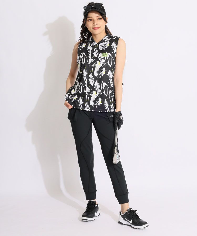 アドミラルゴルフ AM 吸水速乾ボタニカル柄ノースリーブシャツ