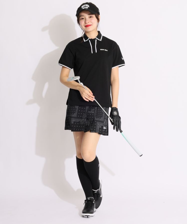 UTAA ゴルフ上下セット 黒×ペイズリー柄 プリーツスカート 美品✨ ニューエラ NE ペイズリー柄ストレッチプリーツスカート(ブラック