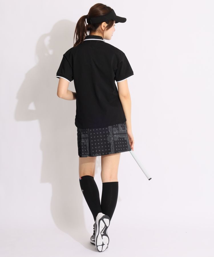 UTAA ゴルフ上下セット 黒×ペイズリー柄 プリーツスカート 美品✨ ニューエラ NE ペイズリー柄ストレッチプリーツスカート(ブラック